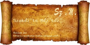 Szakáts Máté névjegykártya