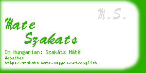 mate szakats business card