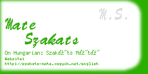 mate szakats business card